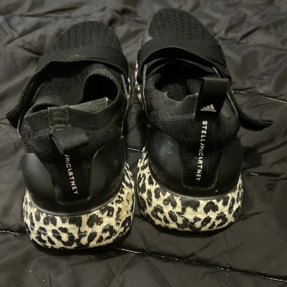 Adidas by Stella Mccartney Black & Leopard Sneakers French 36.5 36 1/2 - Picture 3 of 6